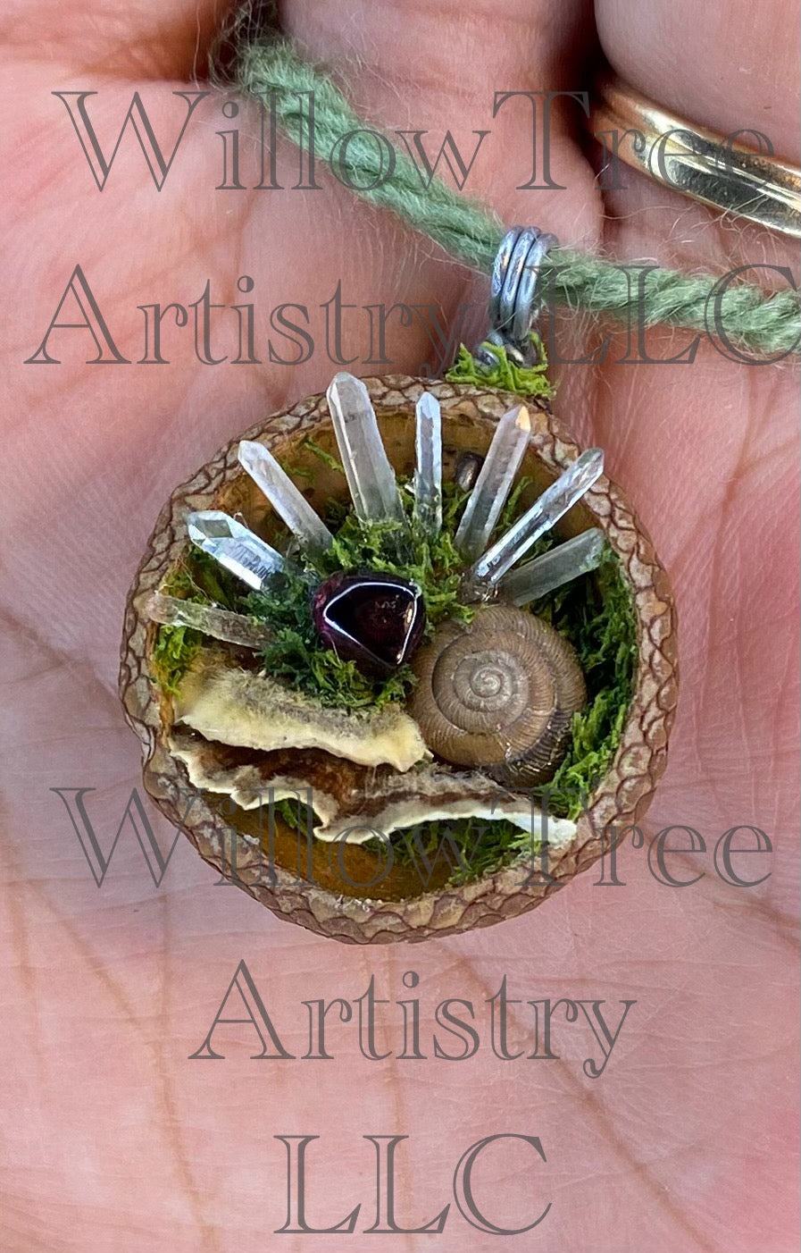 Acorn- Nature Necklace with Garnet
