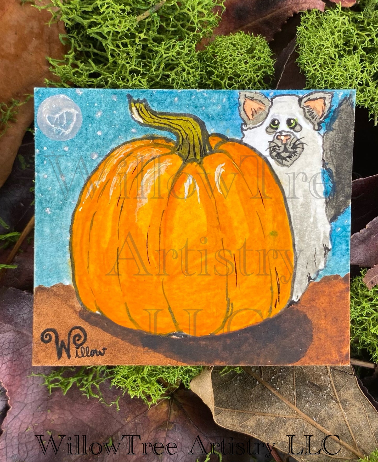 Watercolor- Boo Kitty