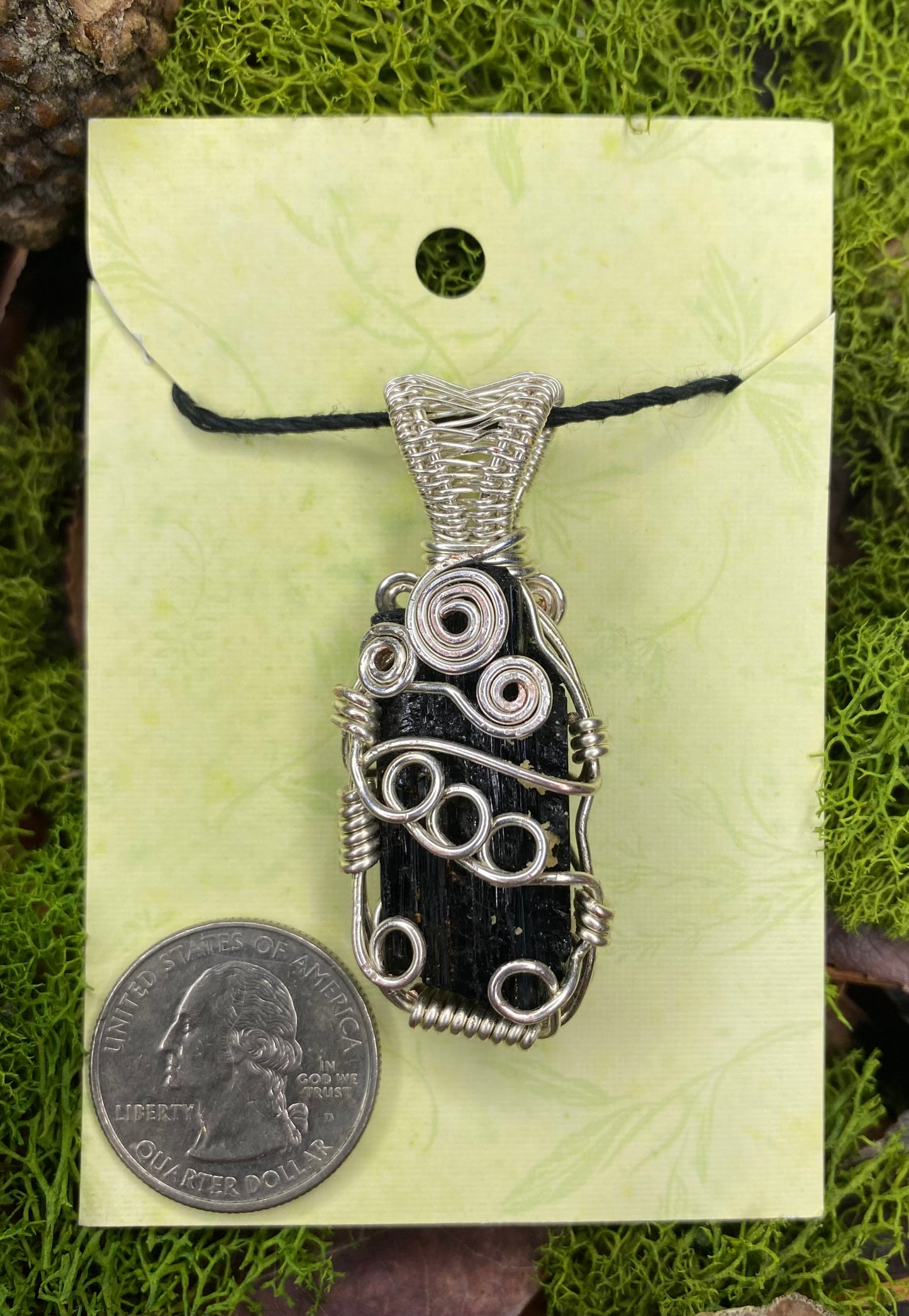 Silver Wrapped Black Tournaline