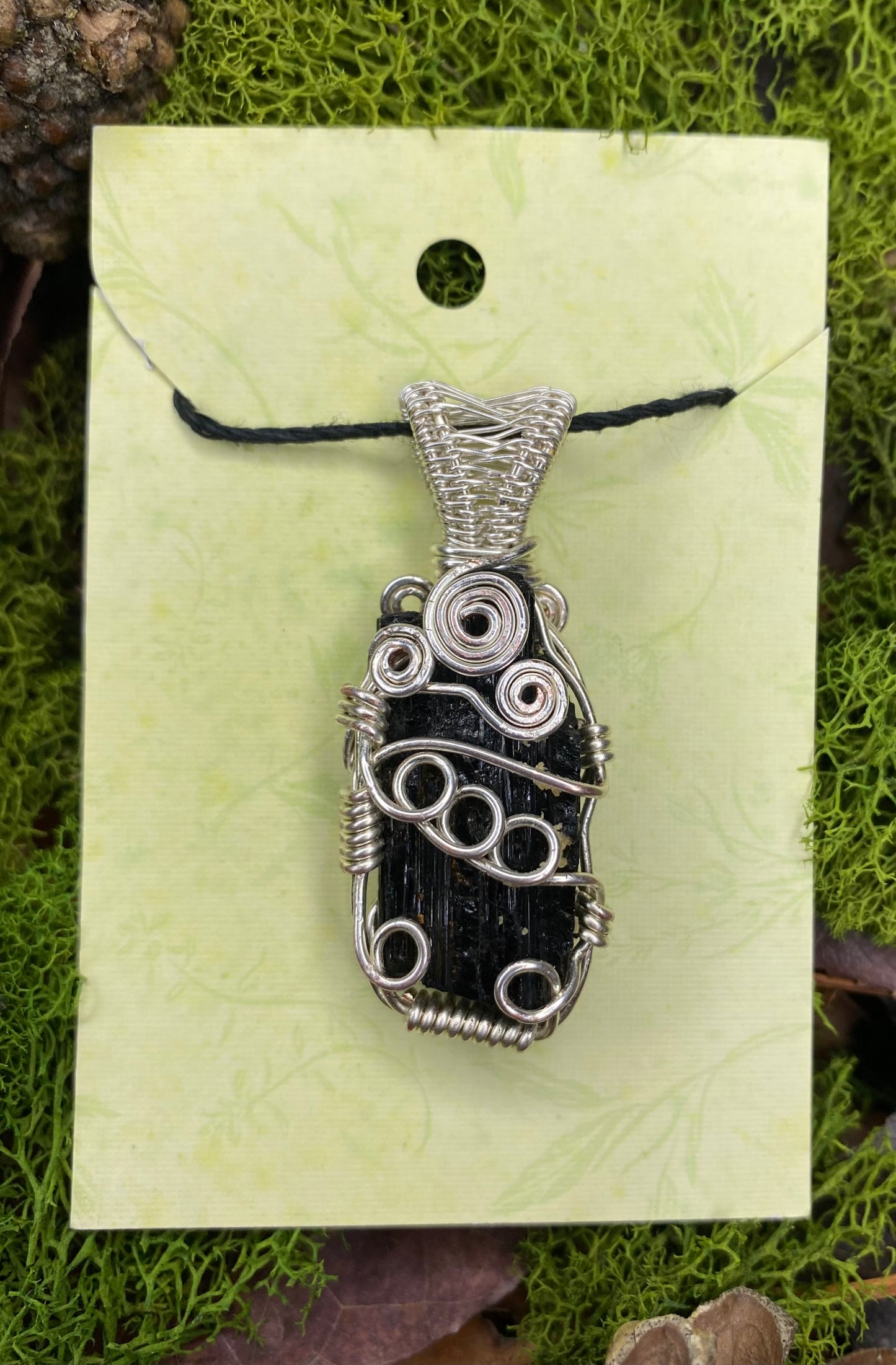 Silver Wrapped Black Tournaline